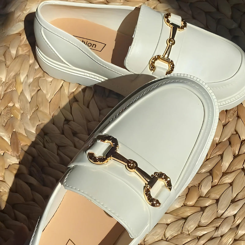 Damen Mokassins mit Plateau und Metallkette