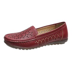 Durchbrochene Loafer mit weicher Sohle für Damen, Rot