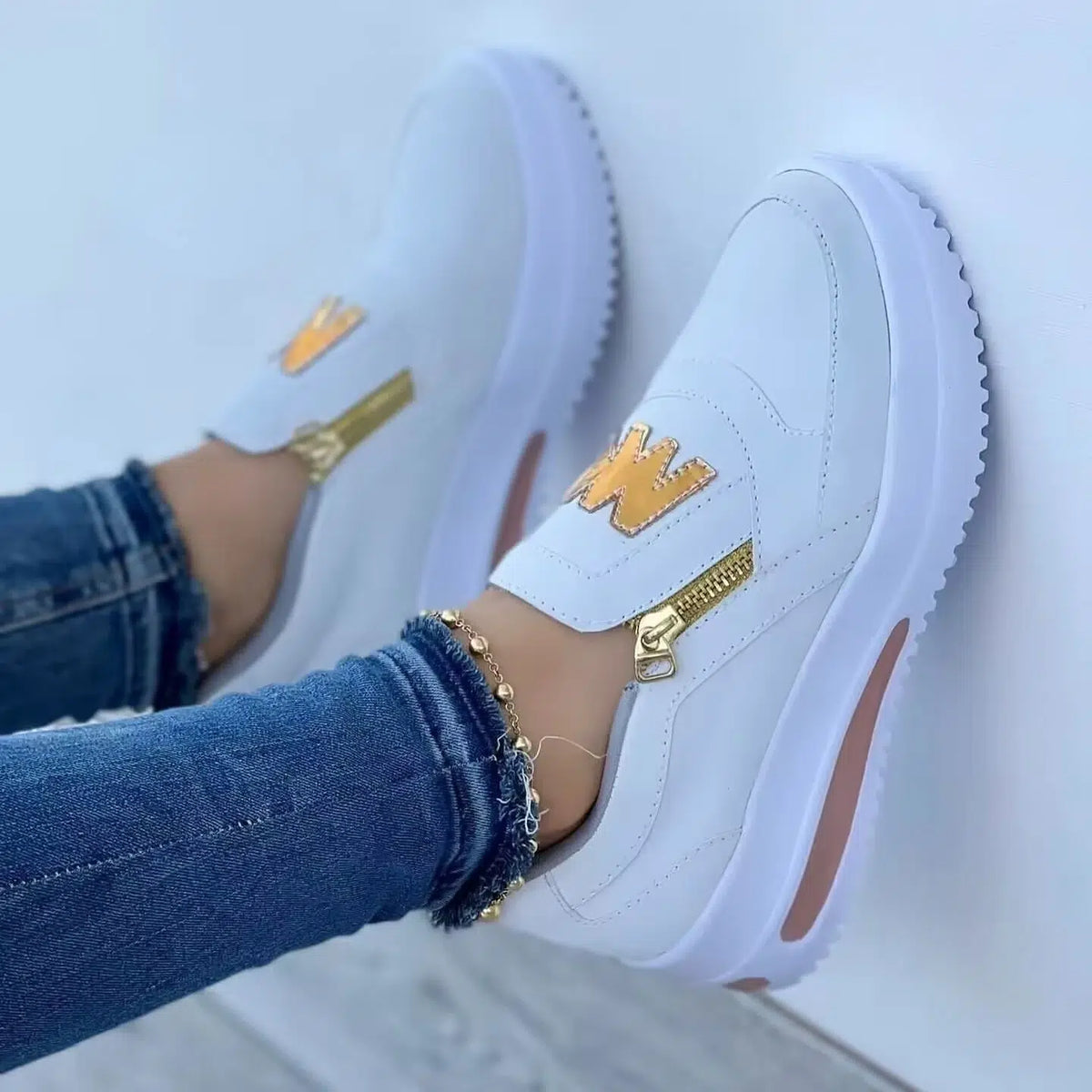 Plateau-Loafer mit Reißverschluss für Damen
