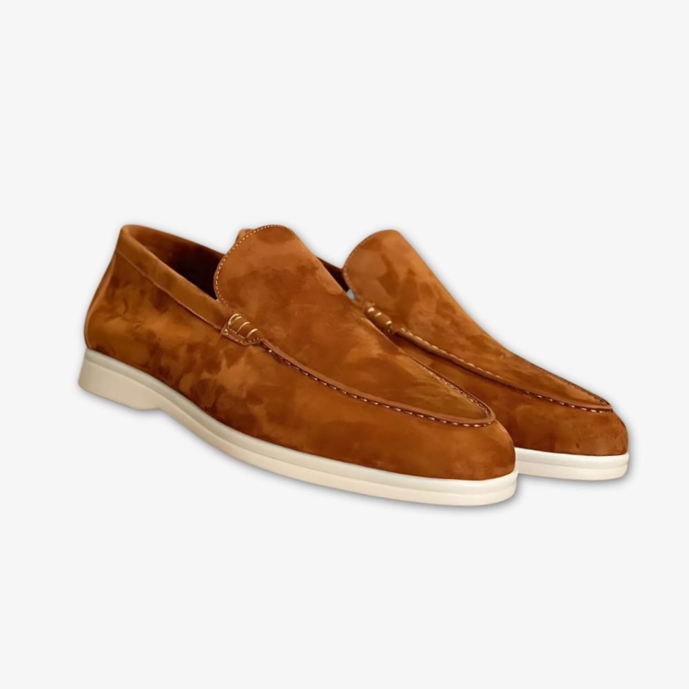 Stefano Loafer aus Wildleder in Braun, helle Sohle