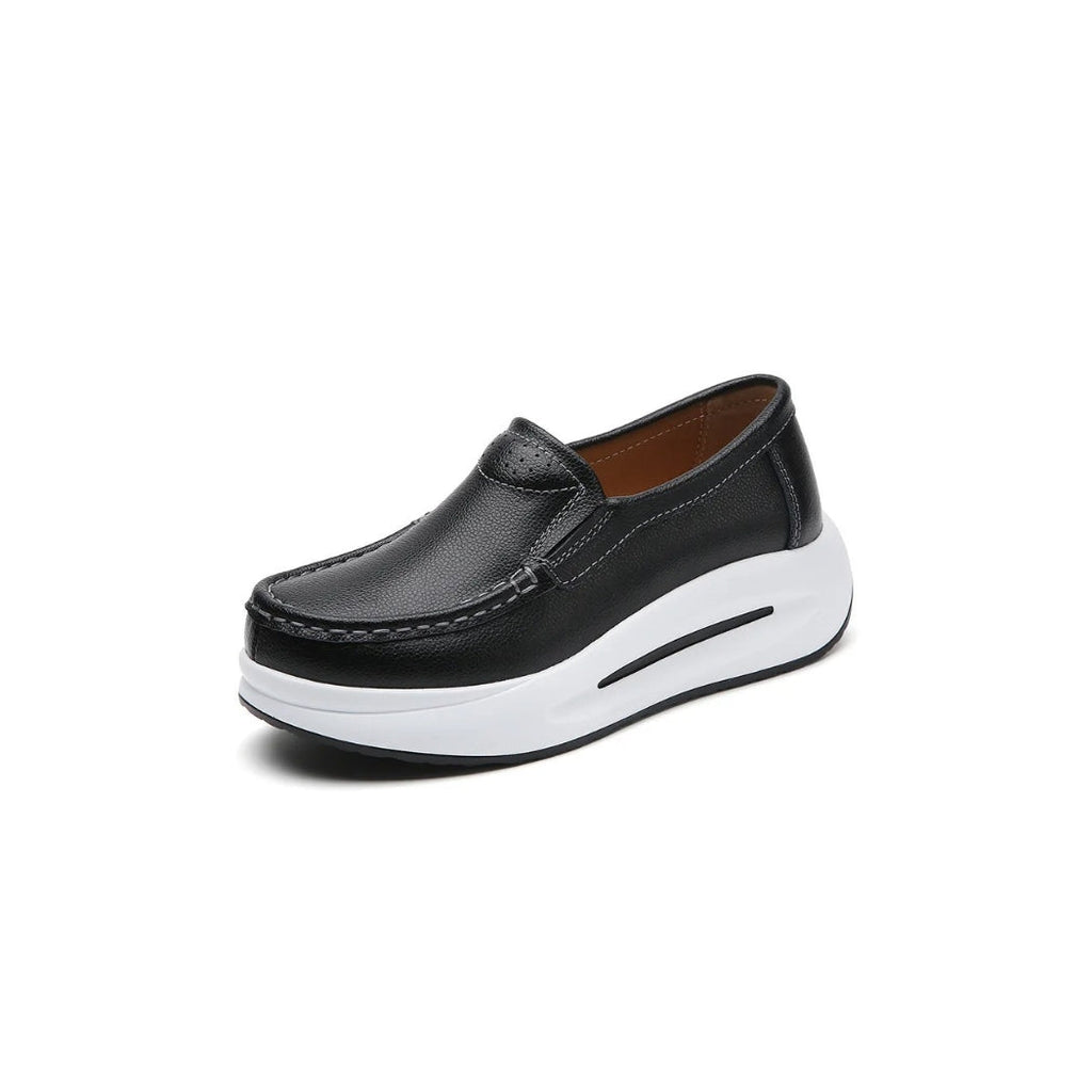 Plateau-Loafer aus Kunstleder mit dicker Sohle für Damen