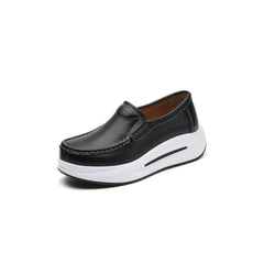 Plateau-Loafer aus Kunstleder mit dicker Sohle für Damen, Schwarz