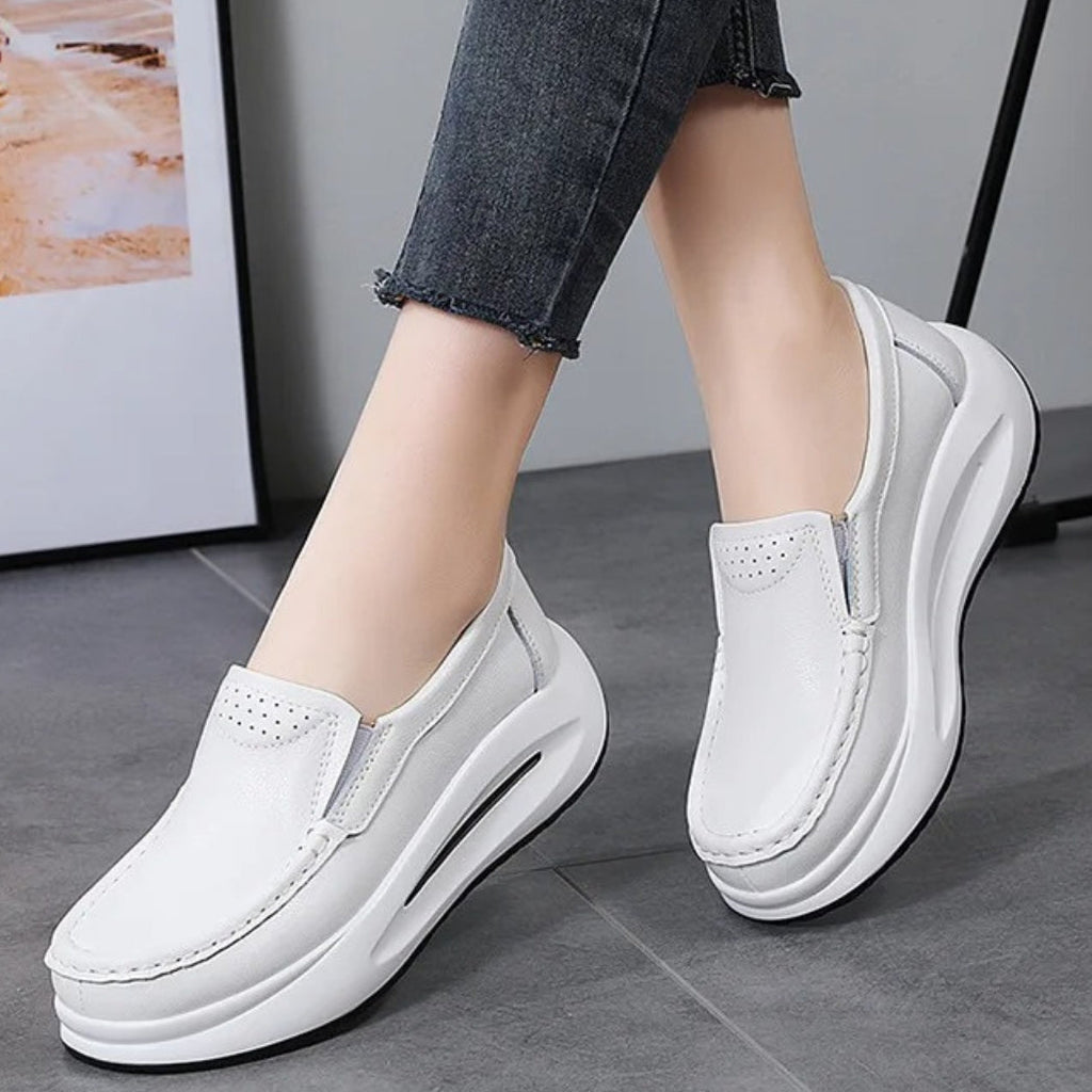 Plateau-Loafer aus Kunstleder mit dicker Sohle für Damen