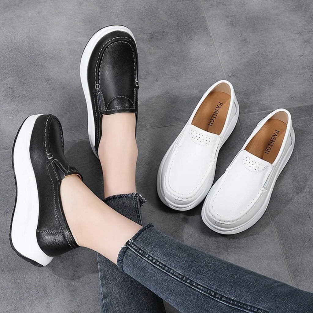 Plateau-Loafer aus Kunstleder mit dicker Sohle für Damen