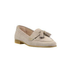 Loafer mit Quaste aus Wildleder und flachem Absatz für Damen, Beige