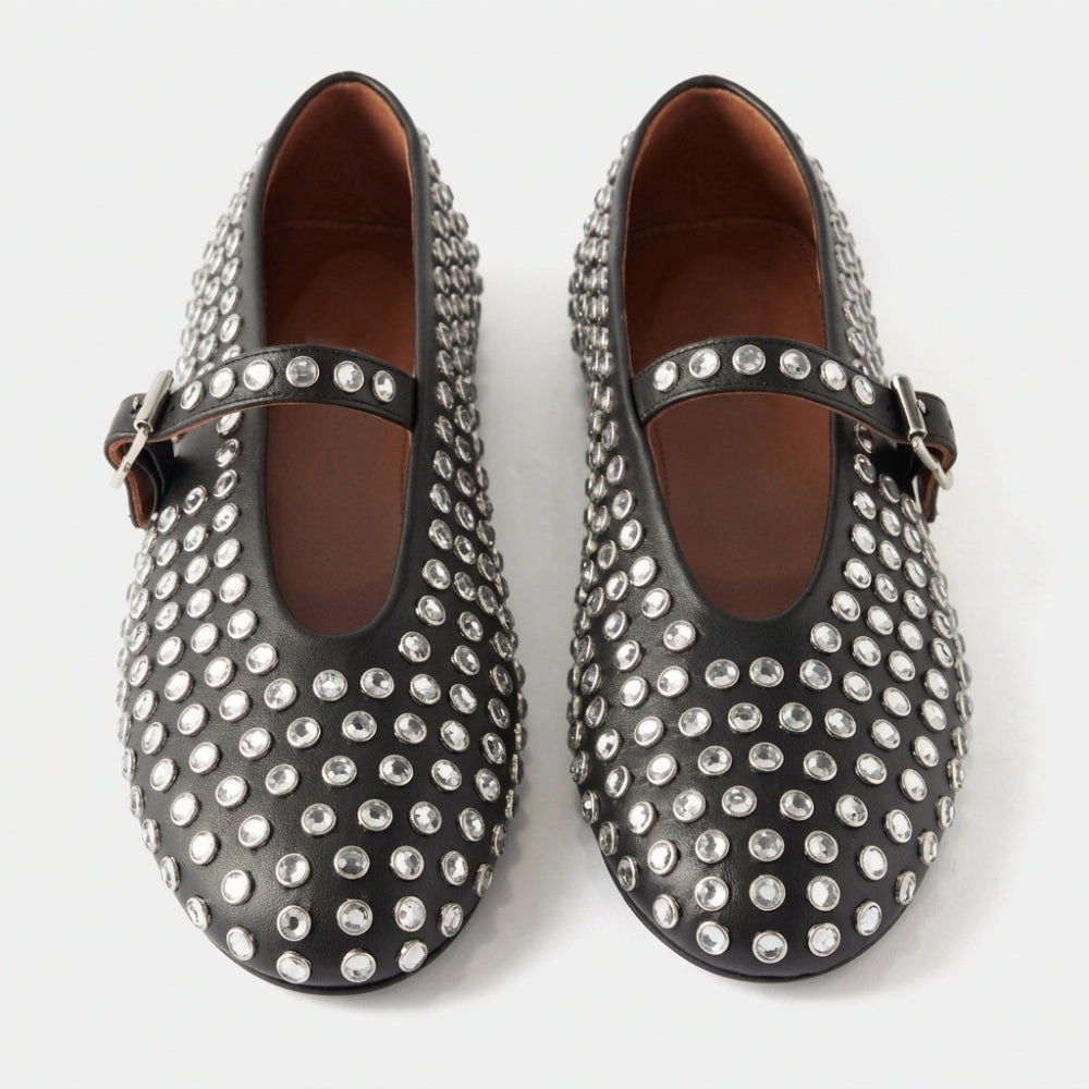 Mary Jane Loafer Ballerinas für Damen mit Kristallen