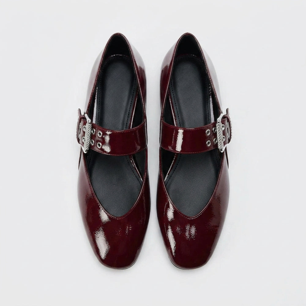 Lack Loafer Ballerinas für Damen mit Maxi-Schnalle