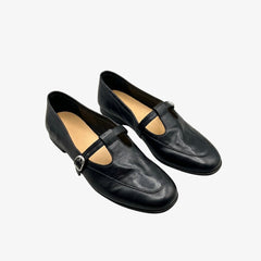 Vintage Loafer Ballerinas für Damen aus Kunstleder, Schwarz