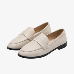 Minimalistische Loafer für Damen aus Kunstleder, Weiß