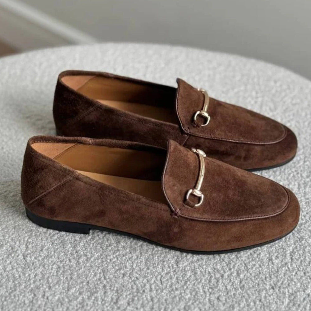 Loafer aus echtem Wildleder mit Trense für Damen