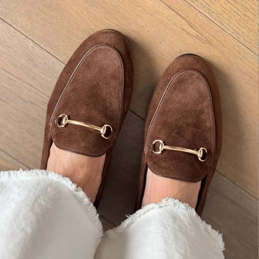 Loafer aus echtem Wildleder mit Trense für Damen