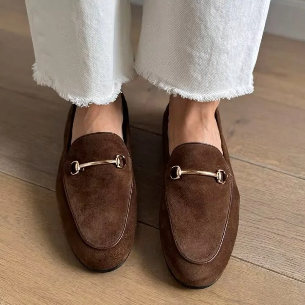 Loafer aus echtem Wildleder mit Trense für Damen