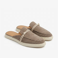 Loafer-Mule aus Wildleder für Damen mit Marineknoten, Braun