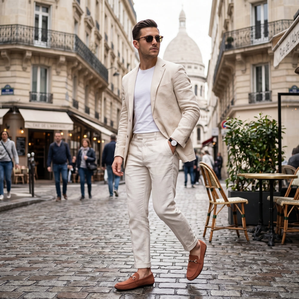 Atmungsaktiver Loafer aus Kunstwildleder in Cognac für Herren