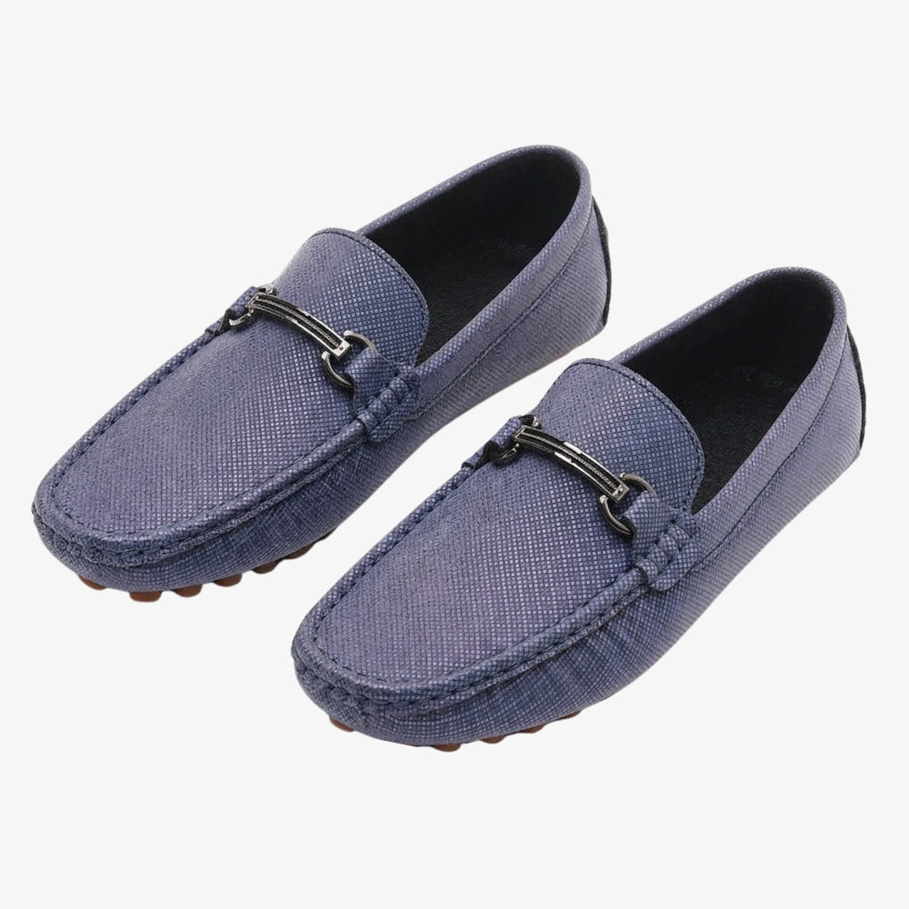 Strukturierte Loafer aus Leder für Herren mit silberner Schnalle