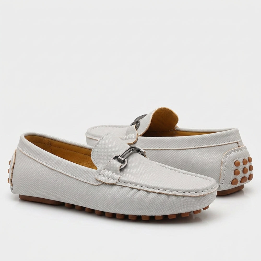 Strukturierte Loafer aus Leder für Herren mit silberner Schnalle