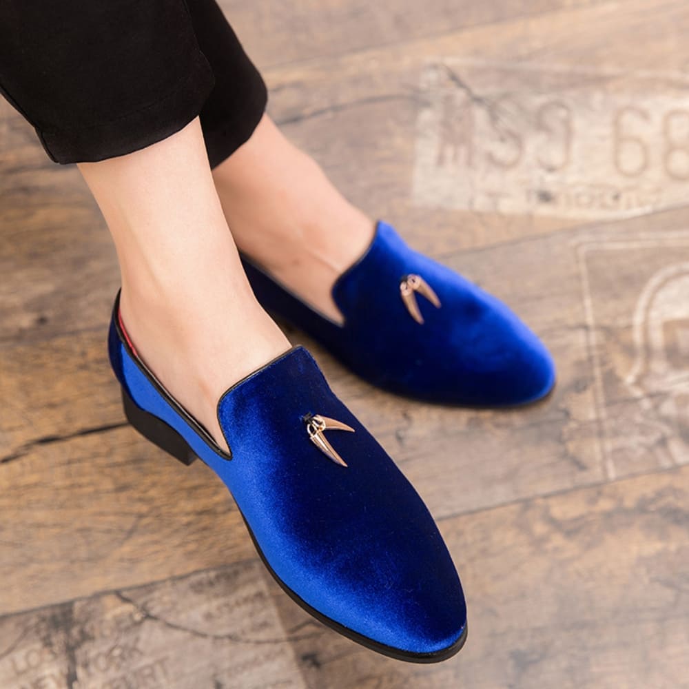 Samt-Loafer mit Absatz für Damen