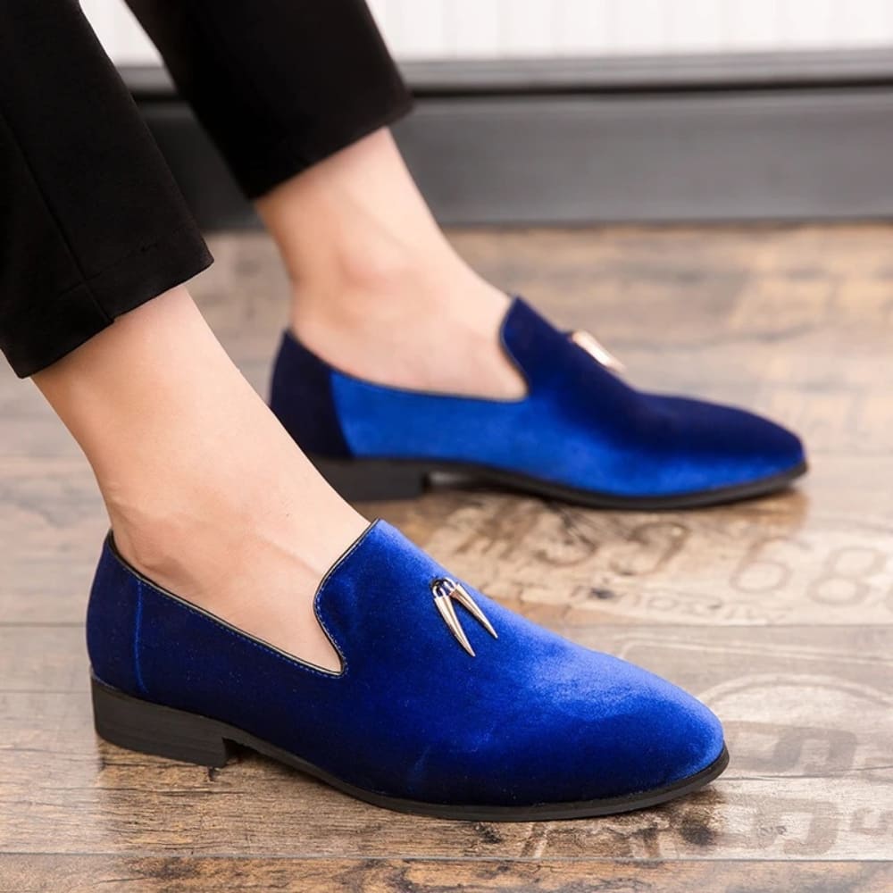 Samt-Loafer mit Absatz für Damen