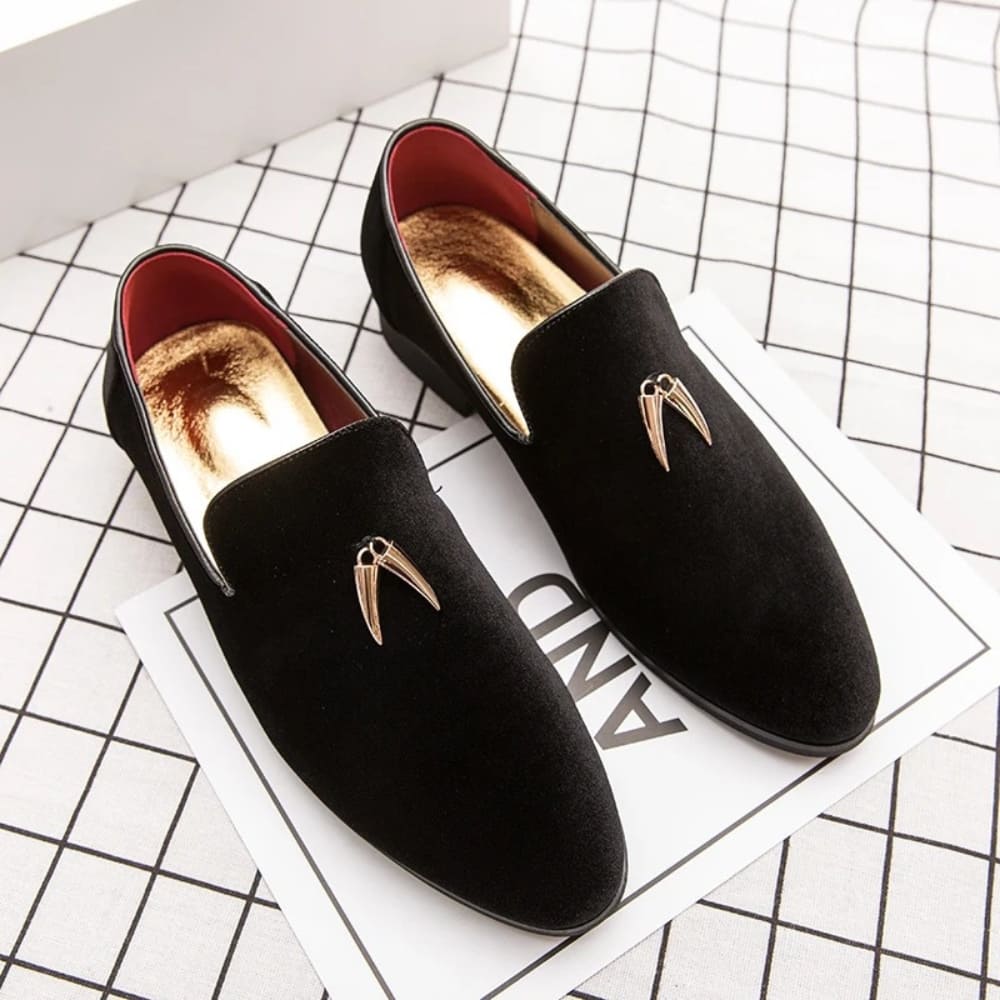 Samt-Loafer mit Absatz für Damen