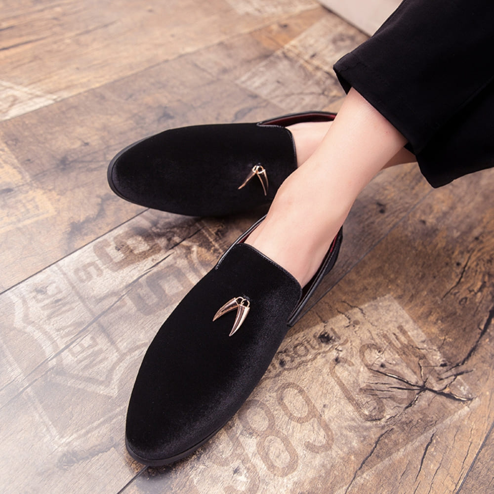 Samt-Loafer mit Absatz für Damen