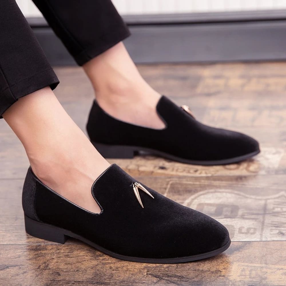 Samt-Loafer mit Absatz für Damen