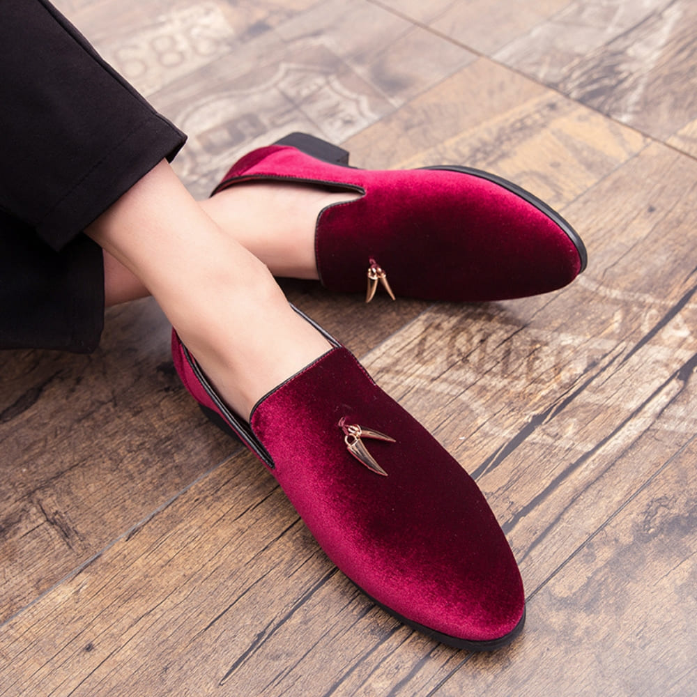 Samt-Loafer mit Absatz für Damen