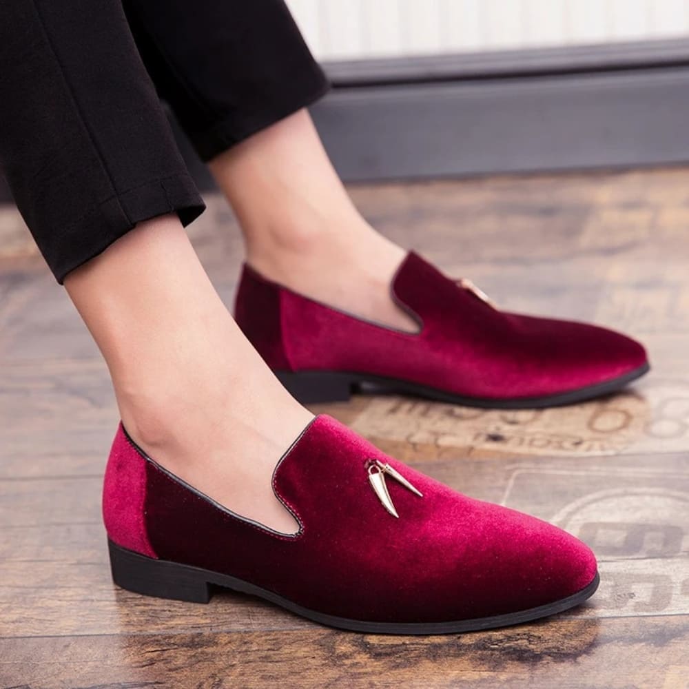 Samt-Loafer mit Absatz für Damen