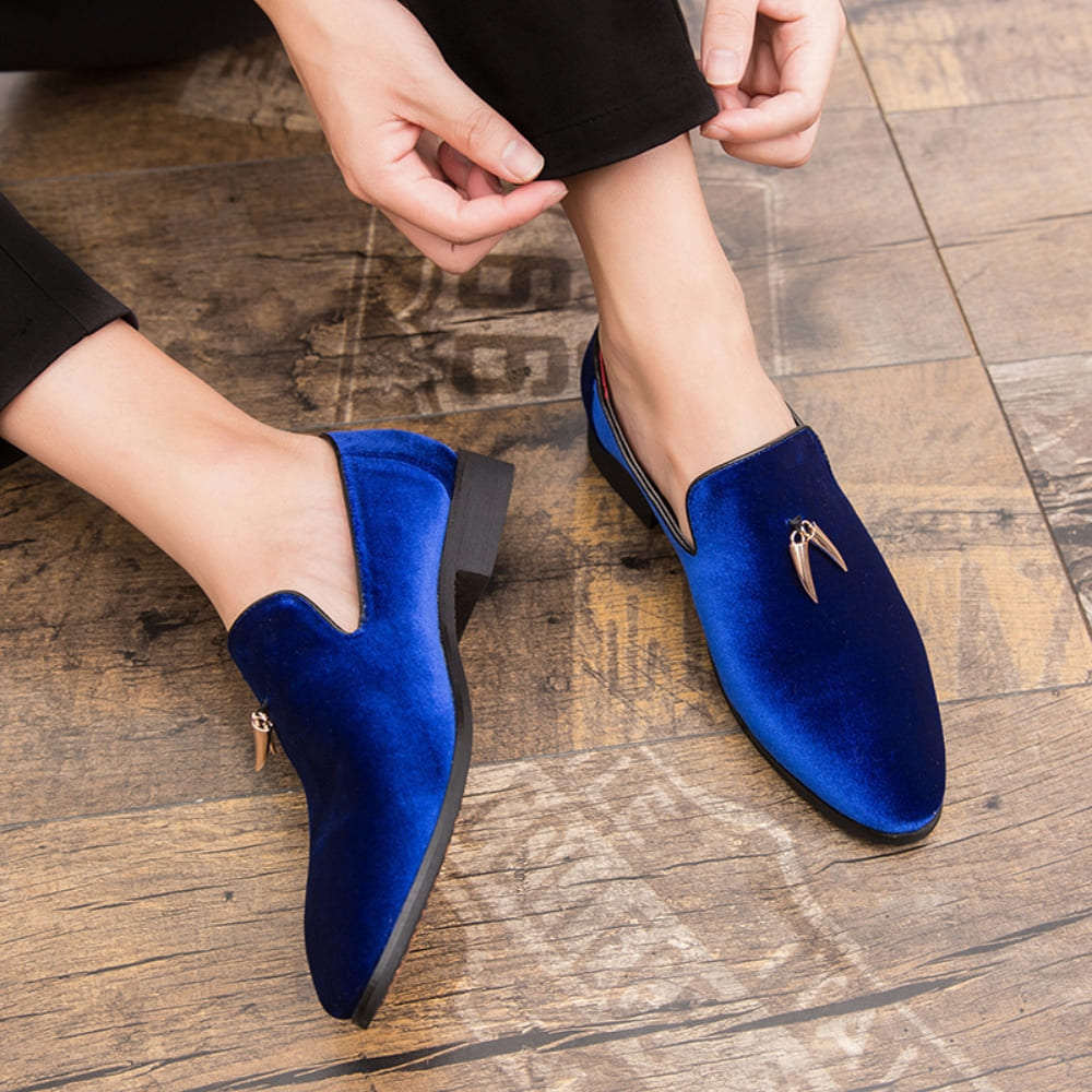 Samt-Loafer mit Absatz für Damen