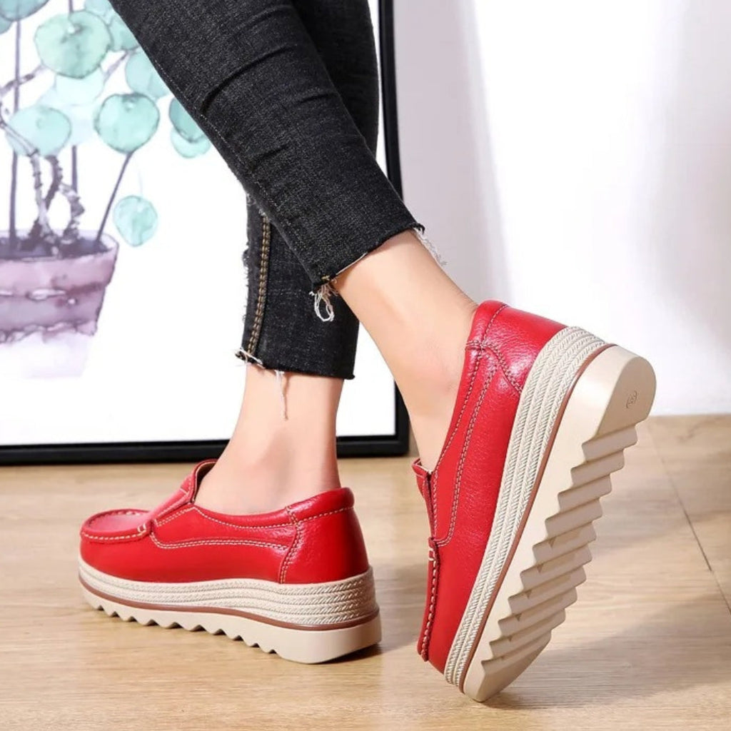 Loafer mit Keilabsatz aus Kunstleder für Damen