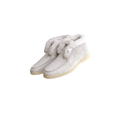 Gefütterte Loafer aus Wildleder für Damen, Weiß