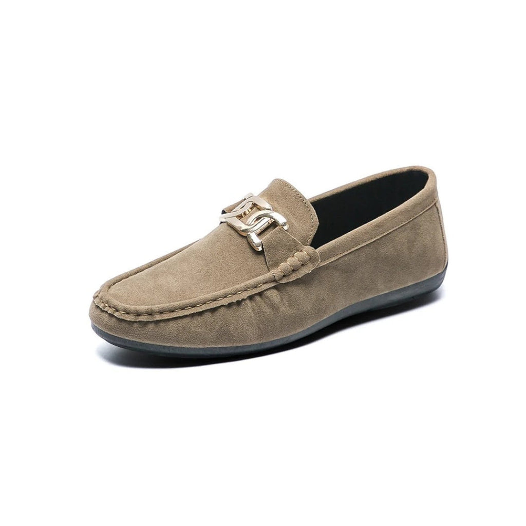 Loafer aus Kunstwildleder für Herren mit goldener Metallschnalle