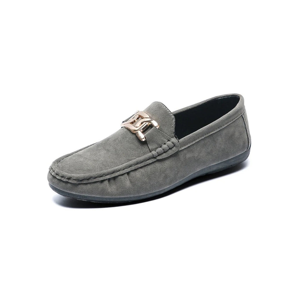 Loafer aus Kunstwildleder für Herren mit goldener Metallschnalle