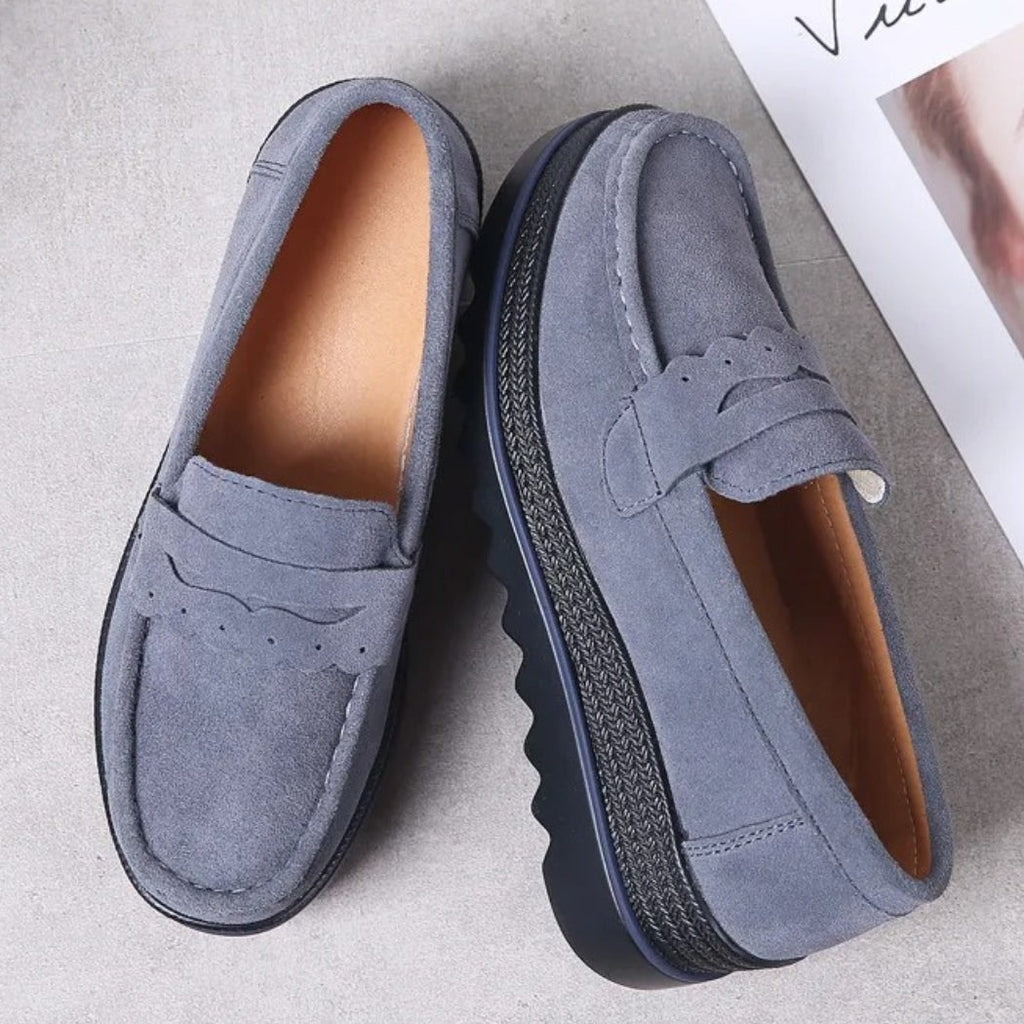 Wildleder-Loafer mit Keilsohle für Damen