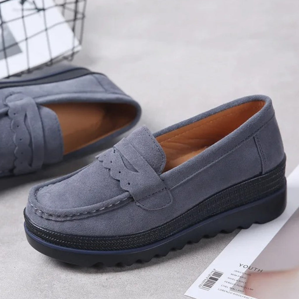 Wildleder-Loafer mit Keilsohle für Damen