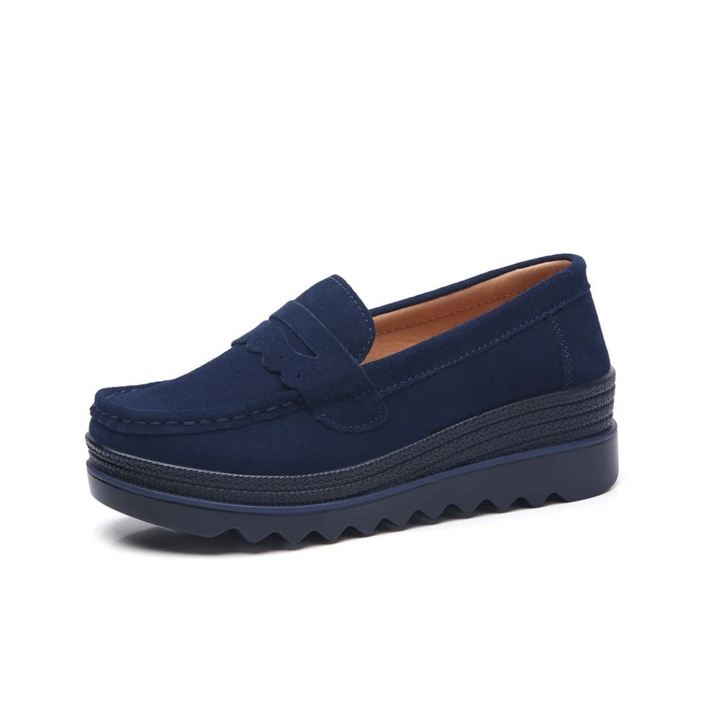 Wildleder-Loafer mit Keilsohle für Damen