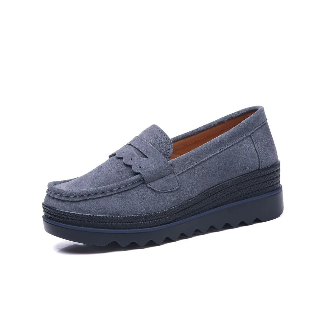 Wildleder-Loafer mit Keilsohle für Damen