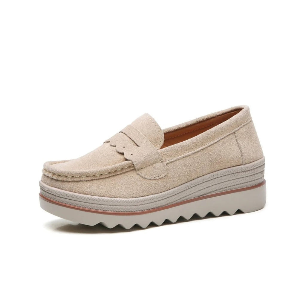 Wildleder-Loafer mit Keilsohle für Damen