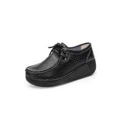Loafer aus Leder mit Plateausohle für Damen, Schwarz