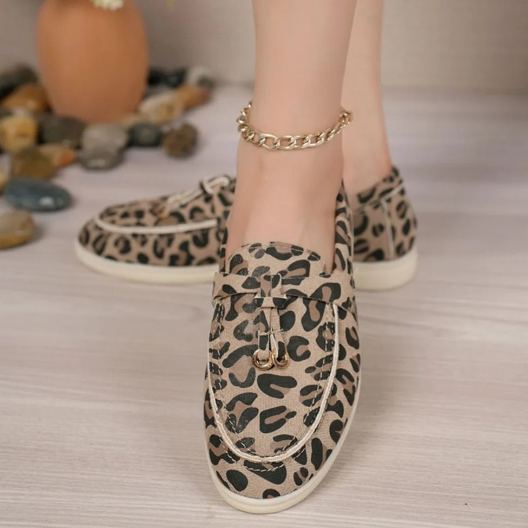 Leoparden-Loafer in Wildleder-Optik für Damen
