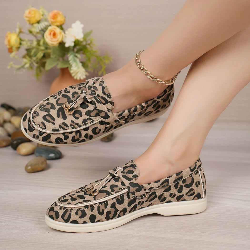 Leoparden-Loafer in Wildleder-Optik für Damen