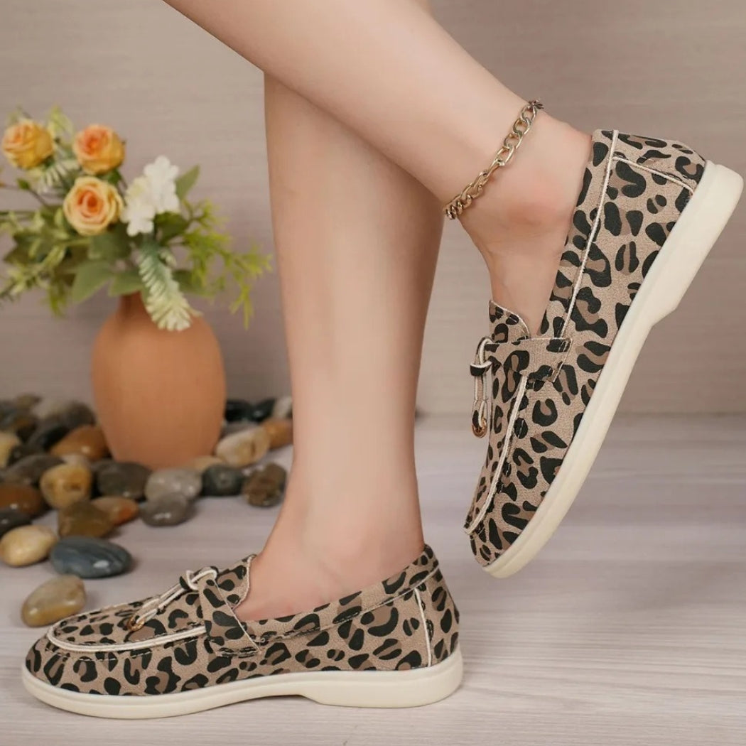 Leoparden-Loafer in Wildleder-Optik für Damen