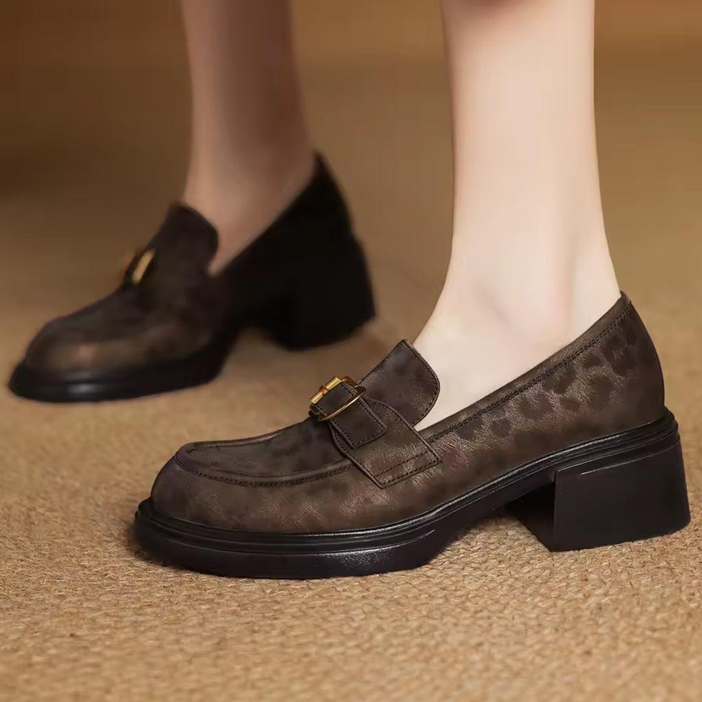 Leoparden-Loafer aus Leder