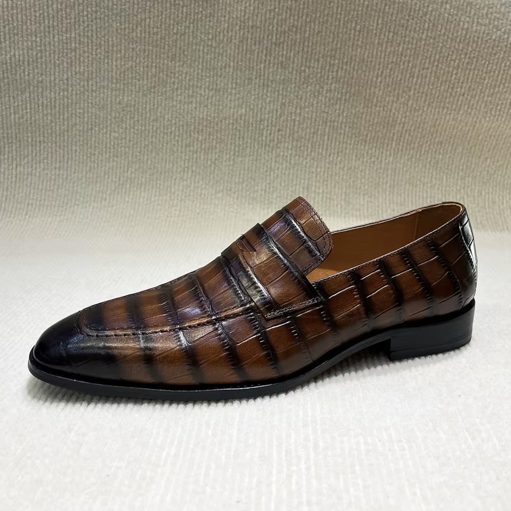 Italienischer Loafer aus Leder in Kroko-Optik für Herren