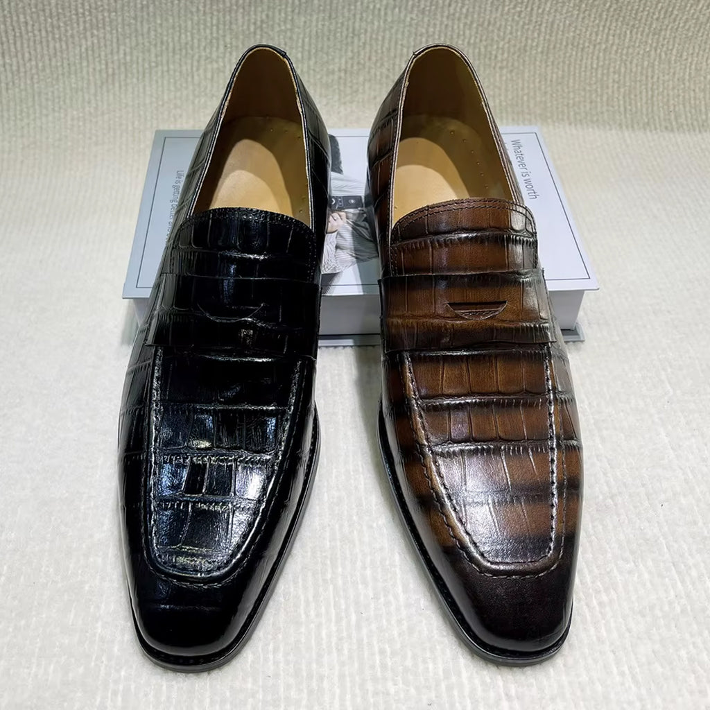 Italienischer Loafer aus Leder in Kroko-Optik für Herren