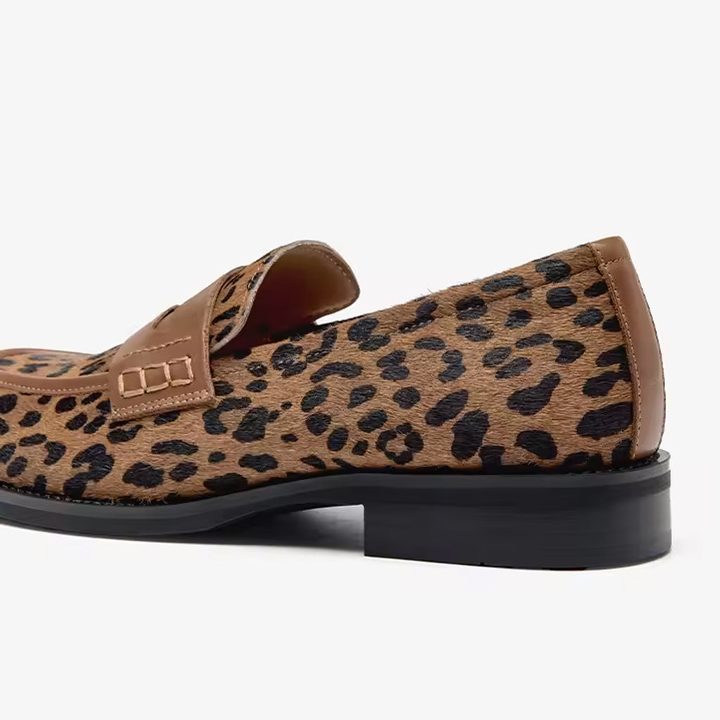 Leoparden-Mokassin aus Leder für Damen