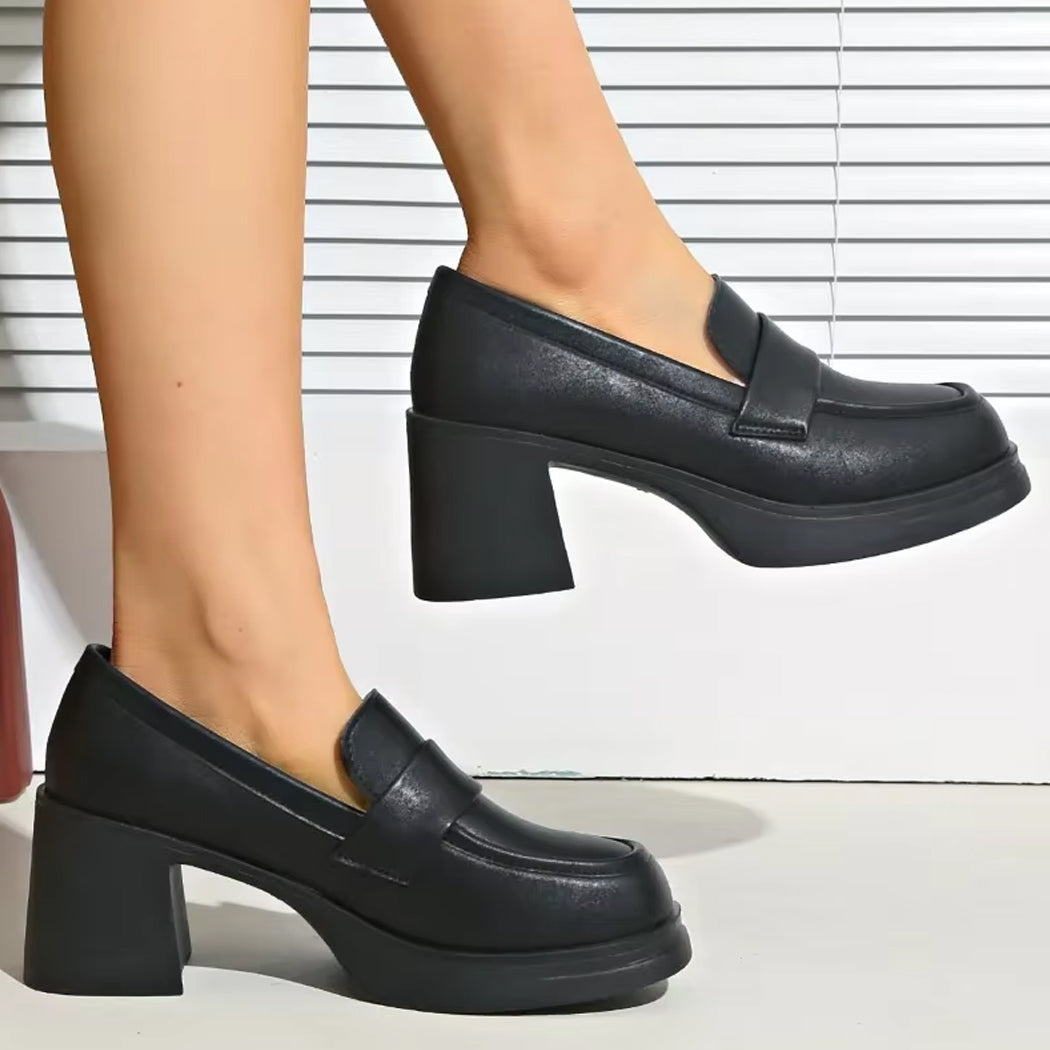 Loafer mit Absatz aus Kunstleder für Damen