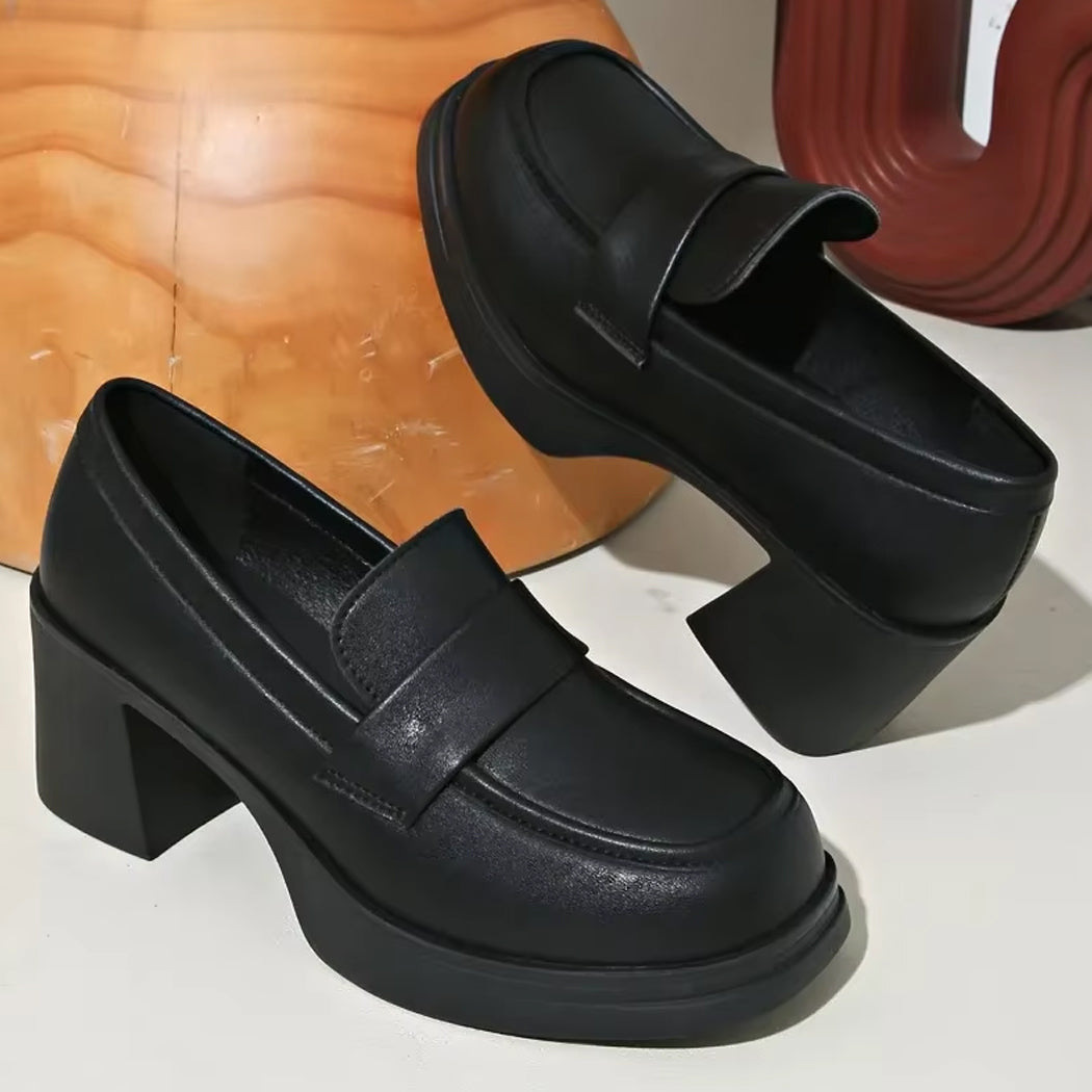 Loafer mit Absatz aus Kunstleder für Damen