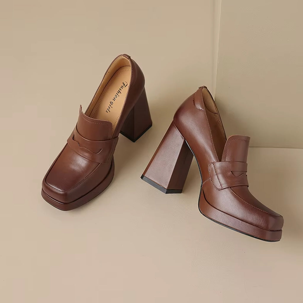 Damen-Loafer mit Absatz aus Leder