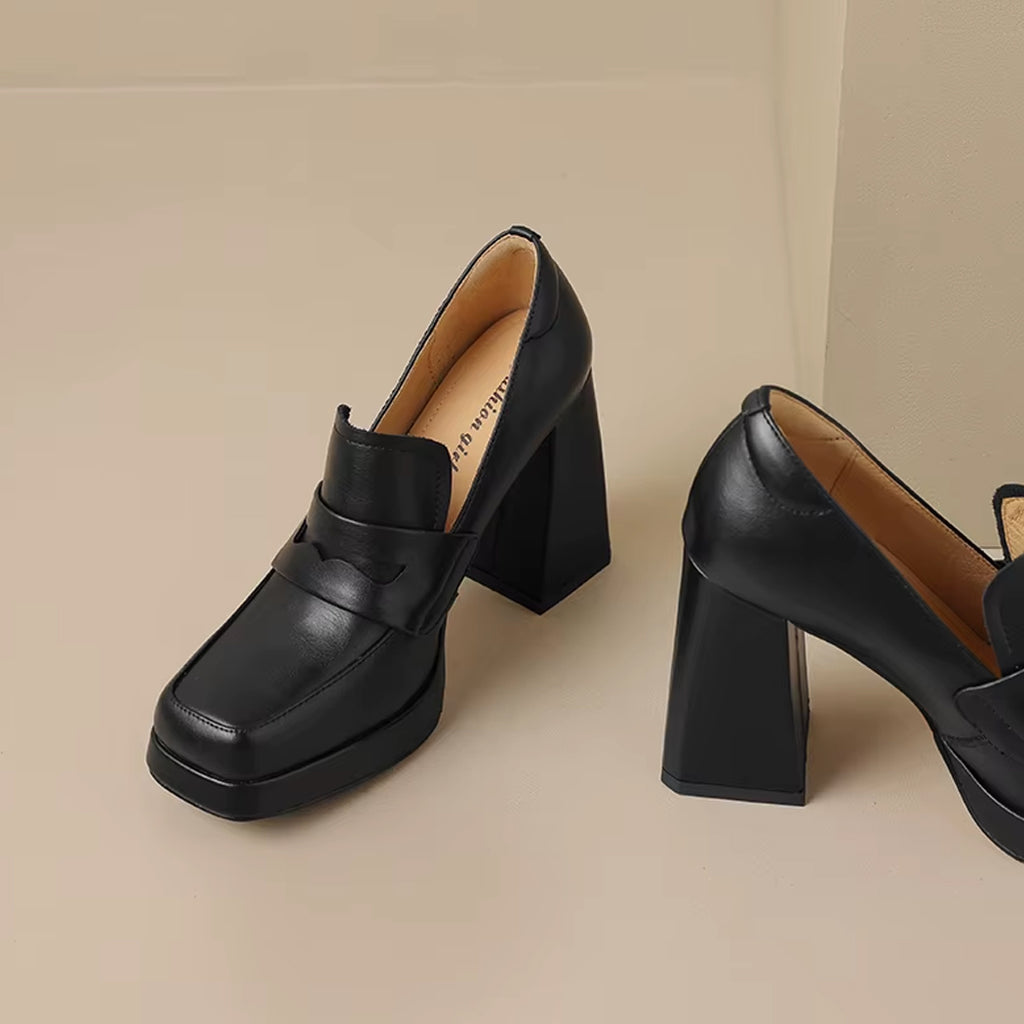 Damen-Loafer mit Absatz aus Leder