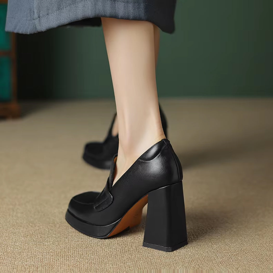 Damen-Loafer mit Absatz aus Leder